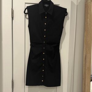 Anthropologie Black Button-Down Mini Dress
